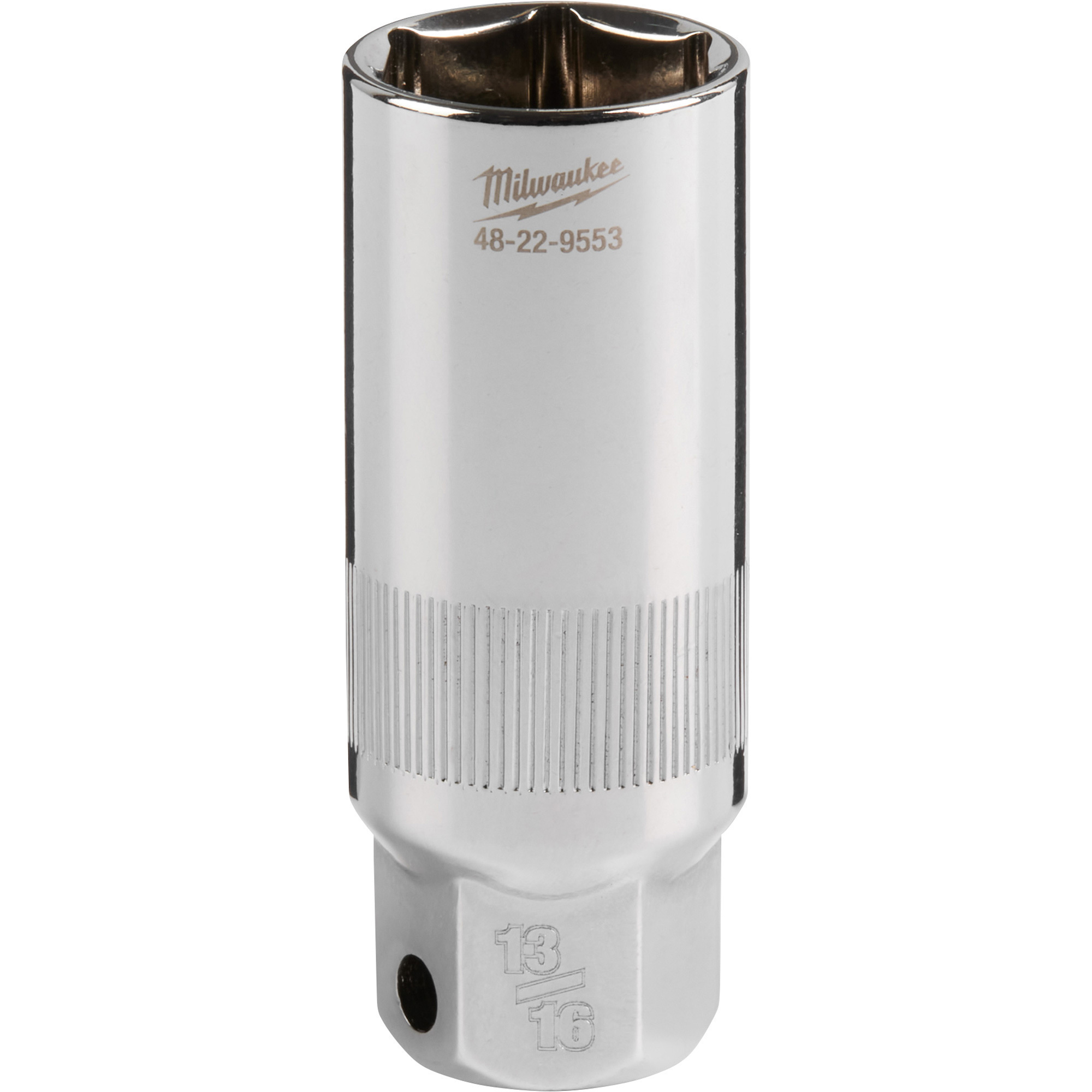 Milwaukee 6-Point Spark Plug Socket, 3/8in. Drive,13/16in., Model# 48-22-9553